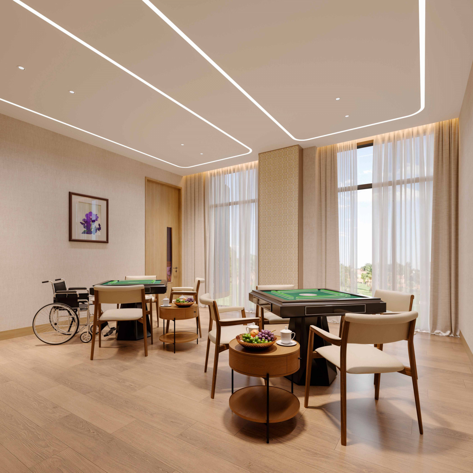 the multipurpose room, envisioned for enrichment activities such as mahjong