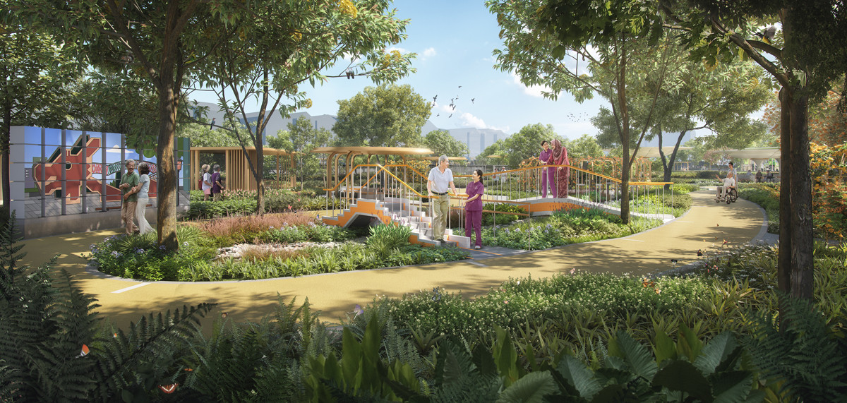 The mobility garden at Perennial Living, designed to support outdoor rehabilitation and gentle movement