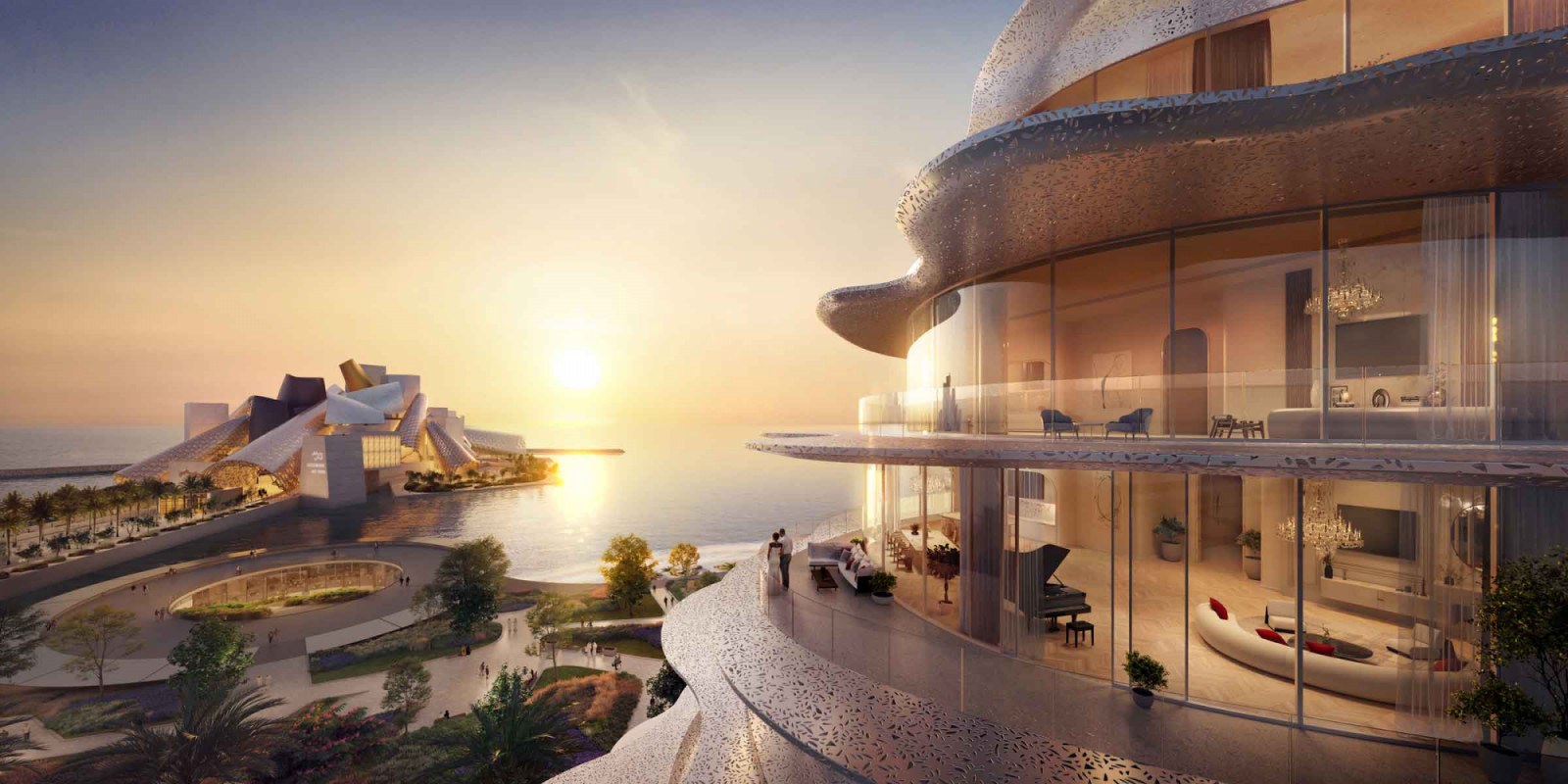 An exterior rendering of Baccarat Residences Saadiyat