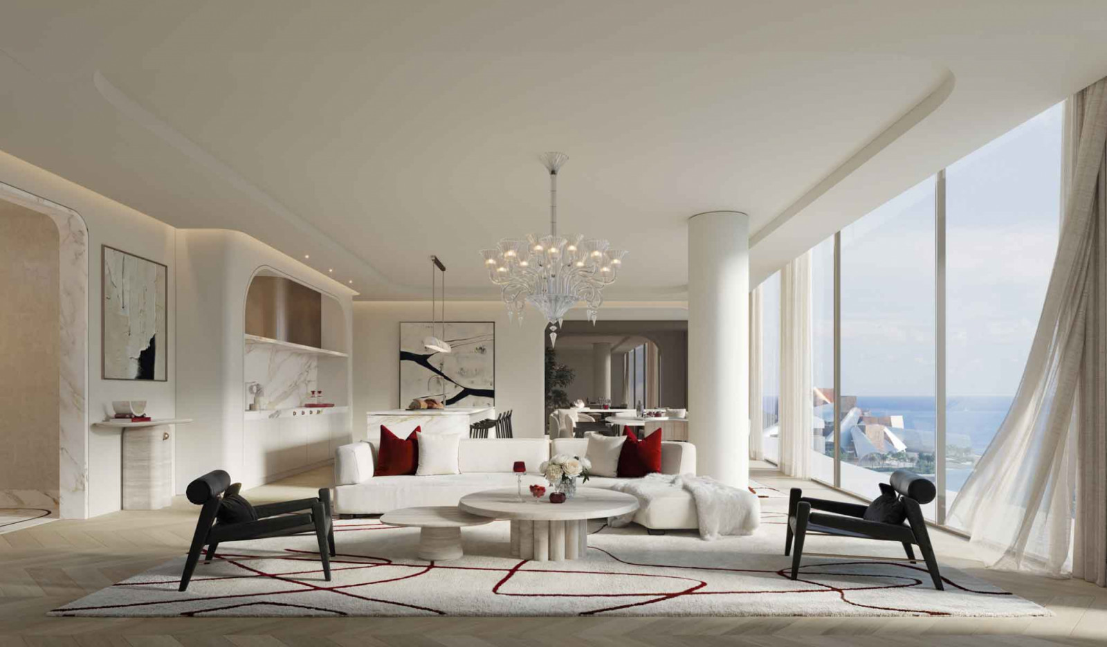 Living room at Baccarat Residences Saadiyat