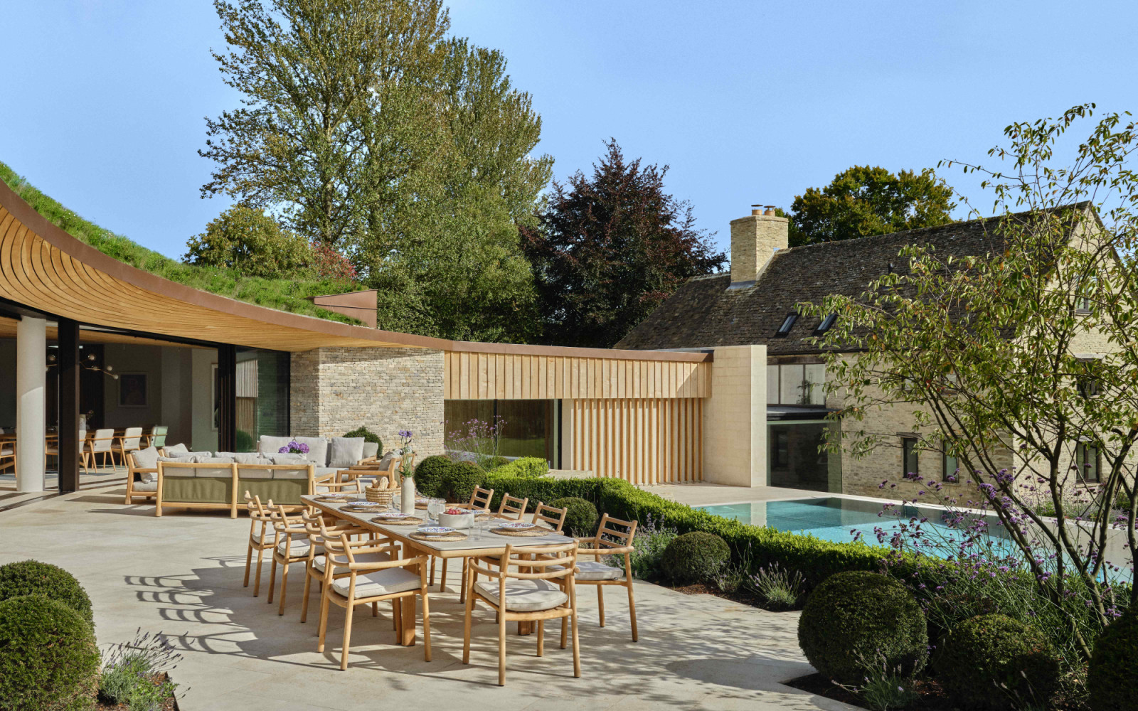 The expansive outdoor terrace with plenty of seating