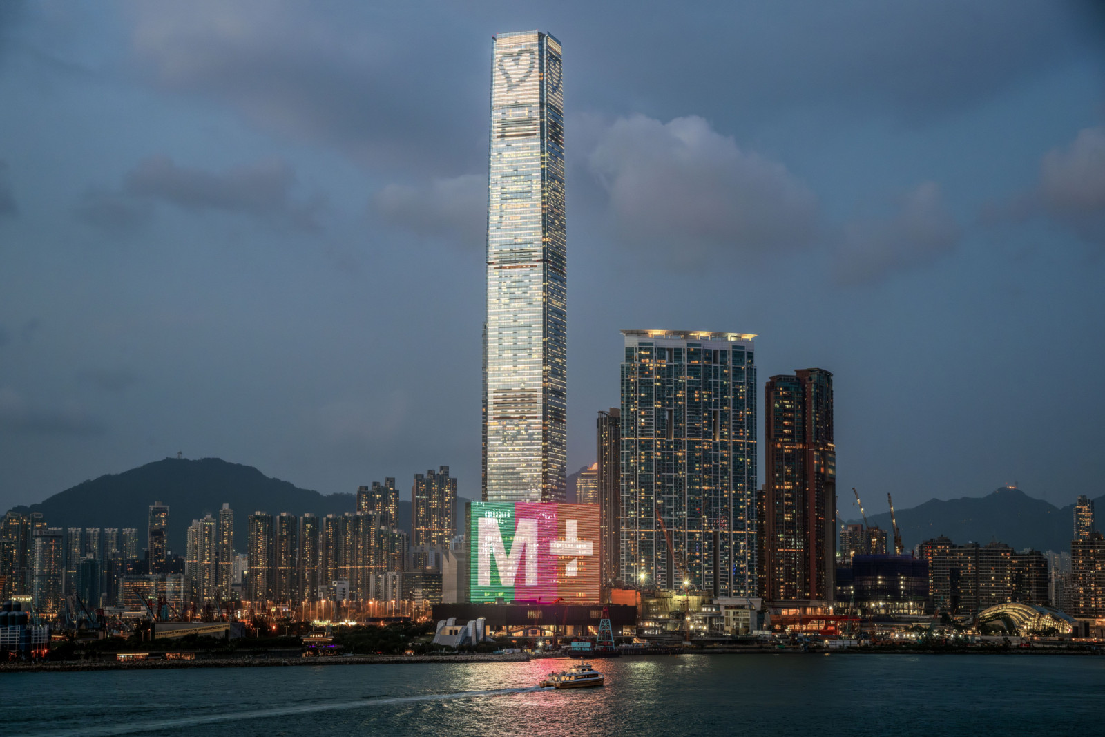 The ICC International Commerce Centre, and Hong Kong's brand new M+ museum of visual culture, Victoria harbor, Hong Kong, China. (Photo by: Bob Henry/UCG/Universal Images Group via Getty Images)