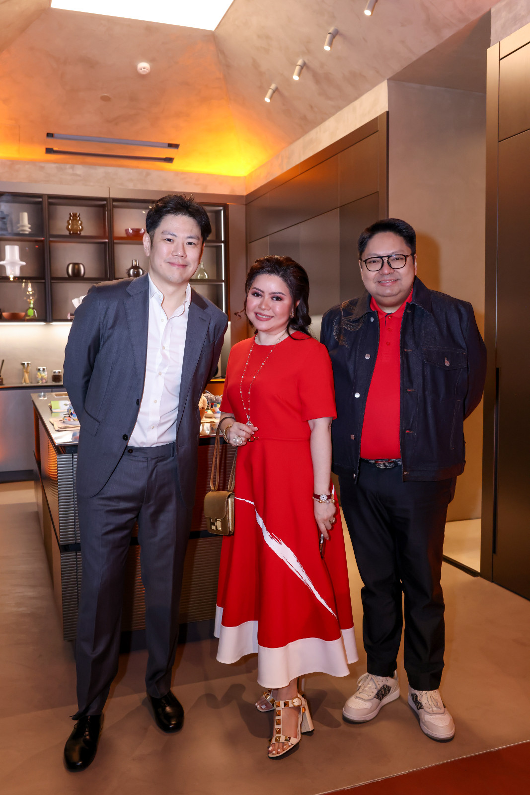 Modularity Home'ss general manager Brian Hontiveros with X and X at the launch of Scavolini's new showroom at the Proscenium at Rockwell