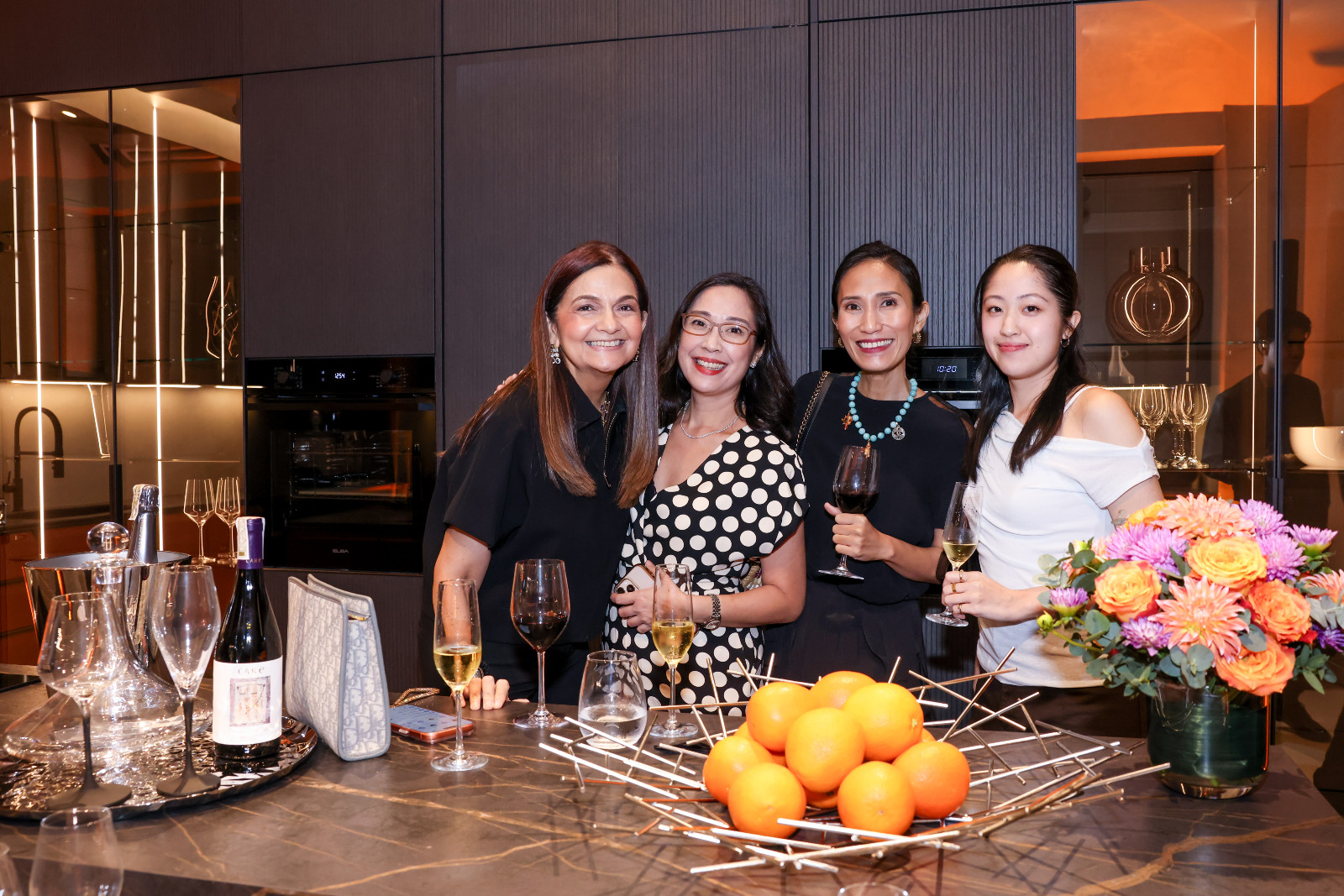 Gina Mohnani, X, X, and X at the launch of Scavolini's new showroom at the Proscenium at Rockwell