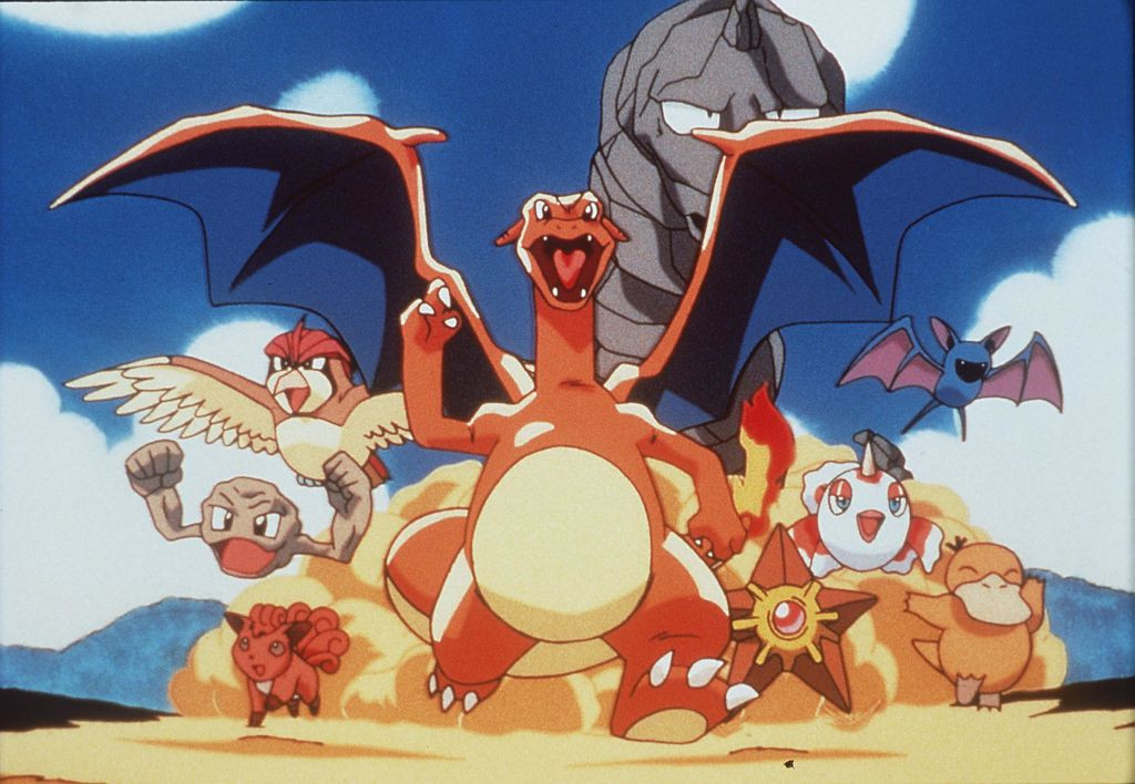 Vulpix, Geodude, Pidgeot, Charizard, Onix, Staryu, Coldeen, Zubat and Psyduck in the animated movie ‘Pokemon: The First Movie’ (Images: Getty Images)