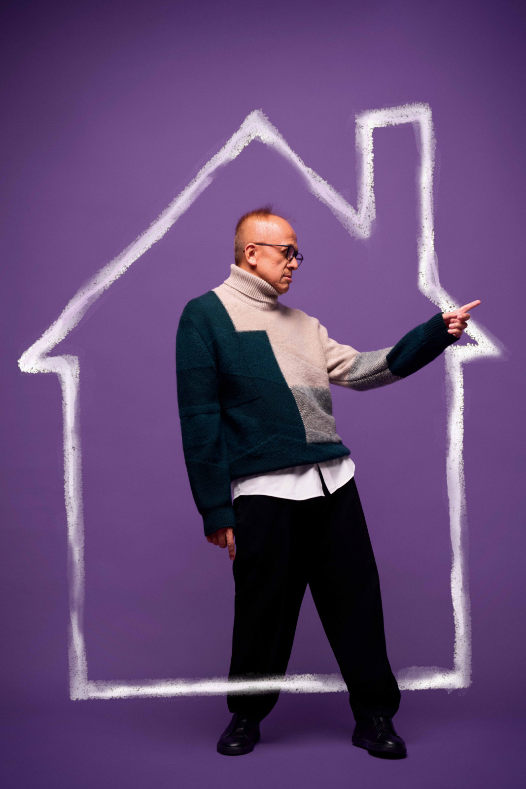 Andra Matin’s keen observation of everyday details led him to architecture. Sweater and shoes by Zegna. (Portrait by Glenn Prasetya)