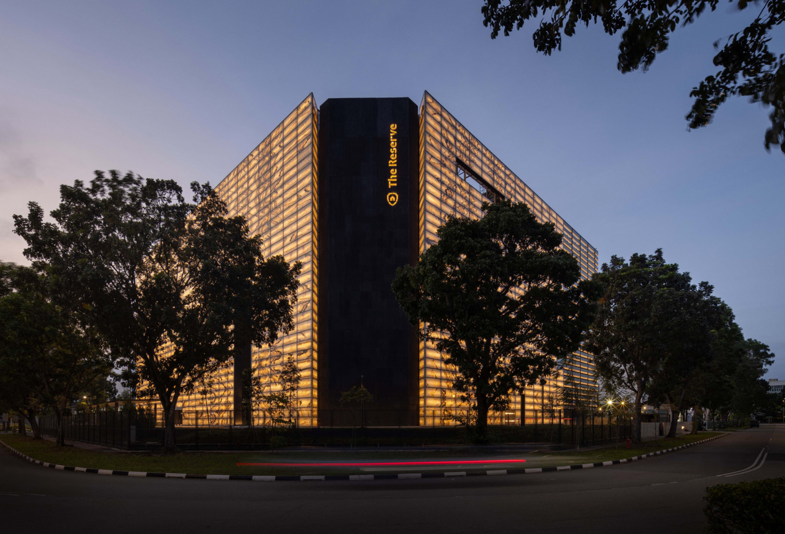 The Reserve stands majestically in its neighbourhood thanks to its glowing facade by Light Collab. (Photo: Finbarr Fallon)
