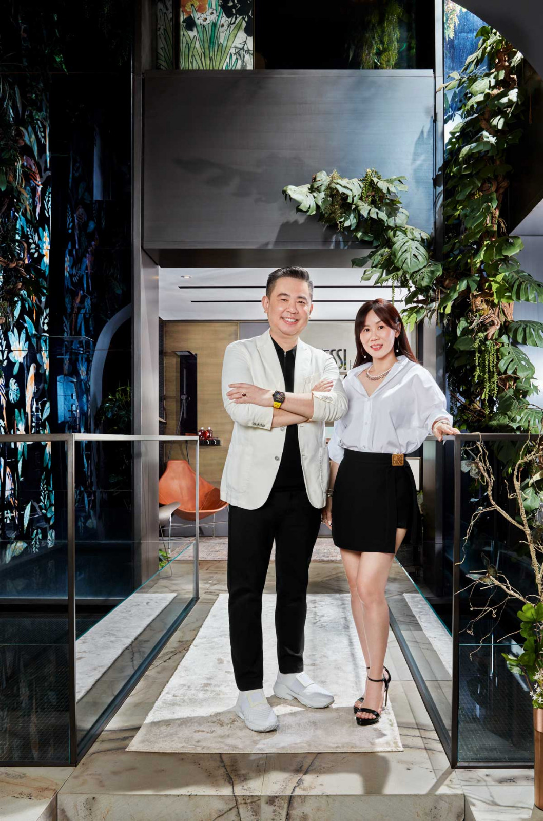 Carera Bathroom founder Jennifer Ng (right) with chairman Eddy Kwok (left) at the Gessi showroom along Penang Road