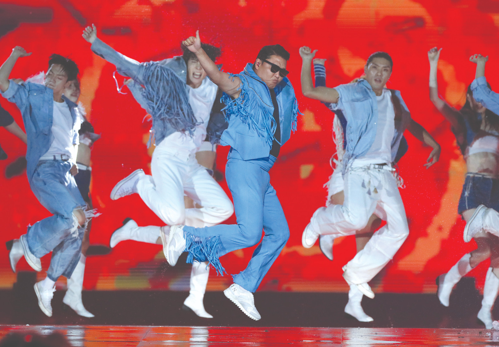SEOUL, SOUTH KOREA - AUGUST 10: Singer PSY performs on stage during the Seoul Festa 2022 'K-Pop Super Live' concert at Jamsil Sports Complex on August 10, 2022 in Seoul, South Korea. (Photo by Han Myung-Gu/WireImage)