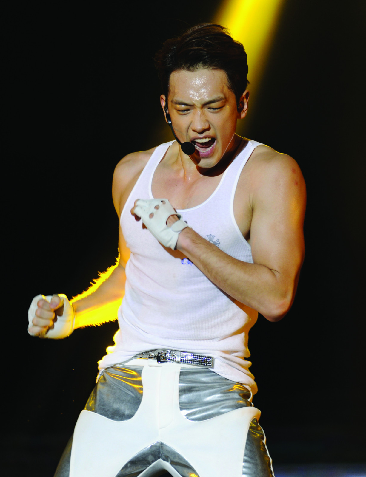 SHENYANG, CHINA - JANUARY 23: (CHINA OUT) South Korean singer Rain performs onstage during his concert "The Squall 2015 & 2016" on January 23, 2016 in Shenyang, Liaoning Province of China. (Photo by Visual China Group via Getty Images/Visual China Group via Getty Images)