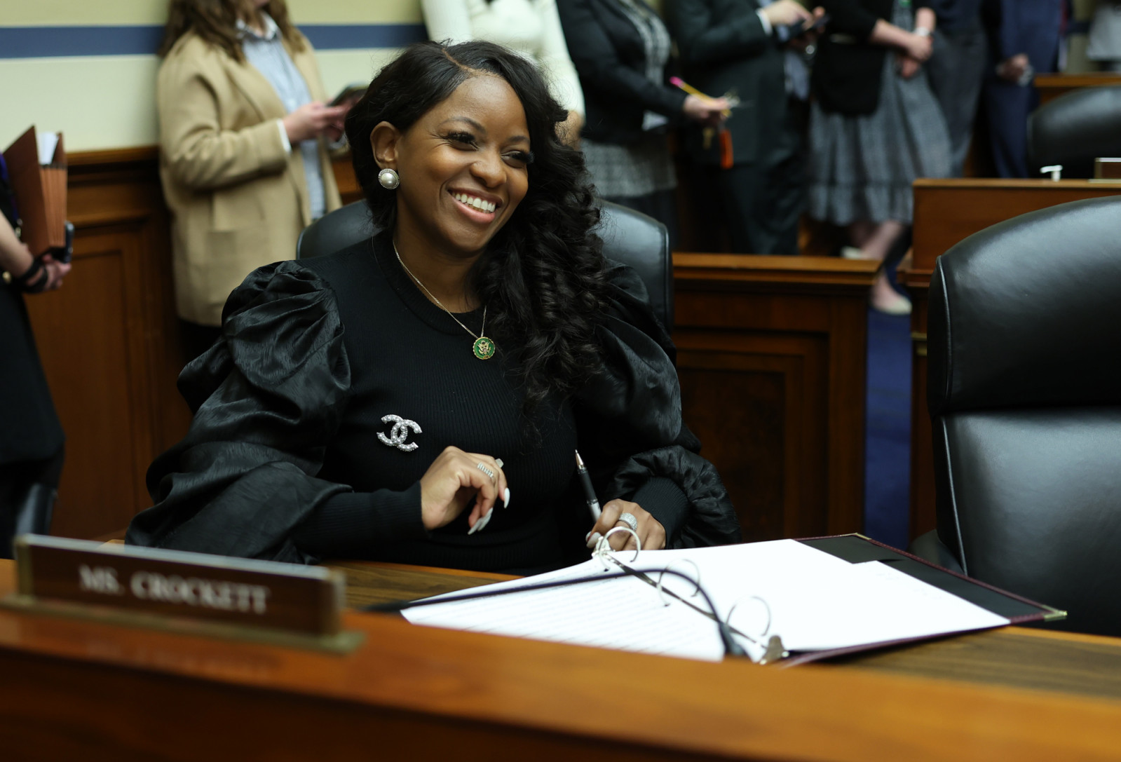 U.S. Rep. Jasmine Crockett (D-TX) participates in a meeting of the House Oversight and Reform Committee in the Rayburn House Office Building on January 31, 2023 in Washington, DC. The Committee met today for their first meeting of the 118th Congress to outline their agenda and vote on Committee rules. (Photo by Kevin Dietsch/Getty Images)