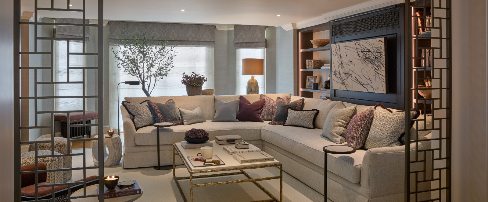 The living room in a renovated Georgian home in London, England designed by Sophie Paterson Interiors
