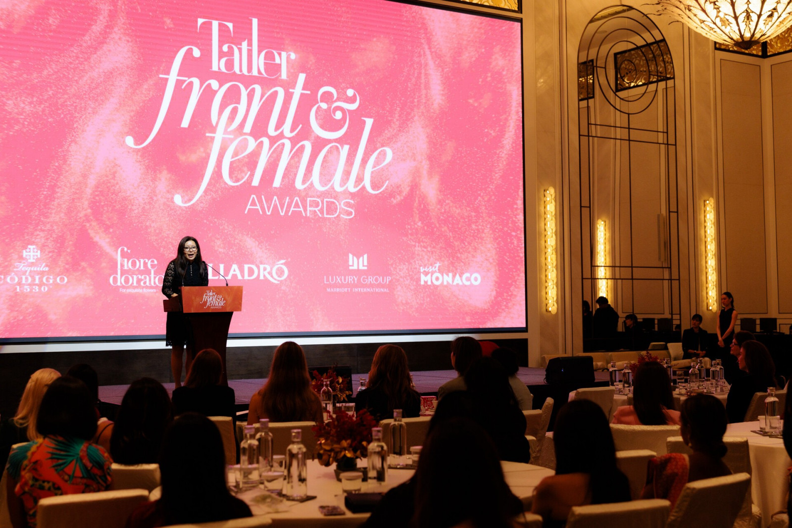 Christina Chan on stage at the Front & Female Awards Singapore 2025, which took place at The St. Regis Singapore (Image: Adrian Lee)
