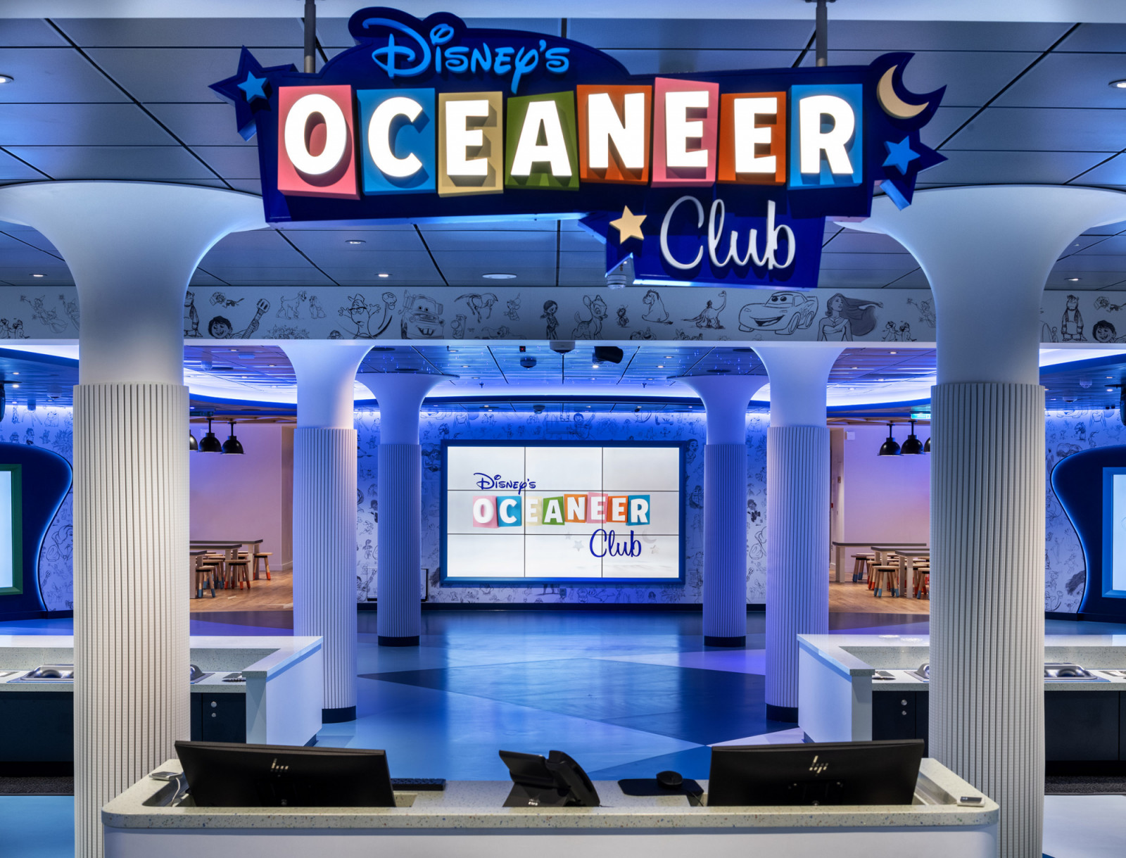 In Disney’s Oceaneer Club aboard the Disney Adventure, kids discover the immersive worlds of Super Heroes and princesses and take part in adventures with favorite Disney friends. Kids aged three to 10 can enjoy dedicated clubs just for them under the care and expertise of Disney-trained counselors. (Kent Phillips, photographer)