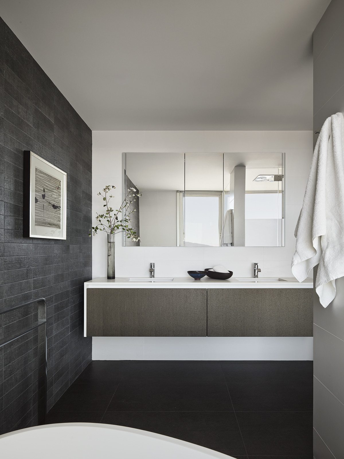 Exploring the modernist details in the powder room of a San Francisco home designed by Swatt + Partners