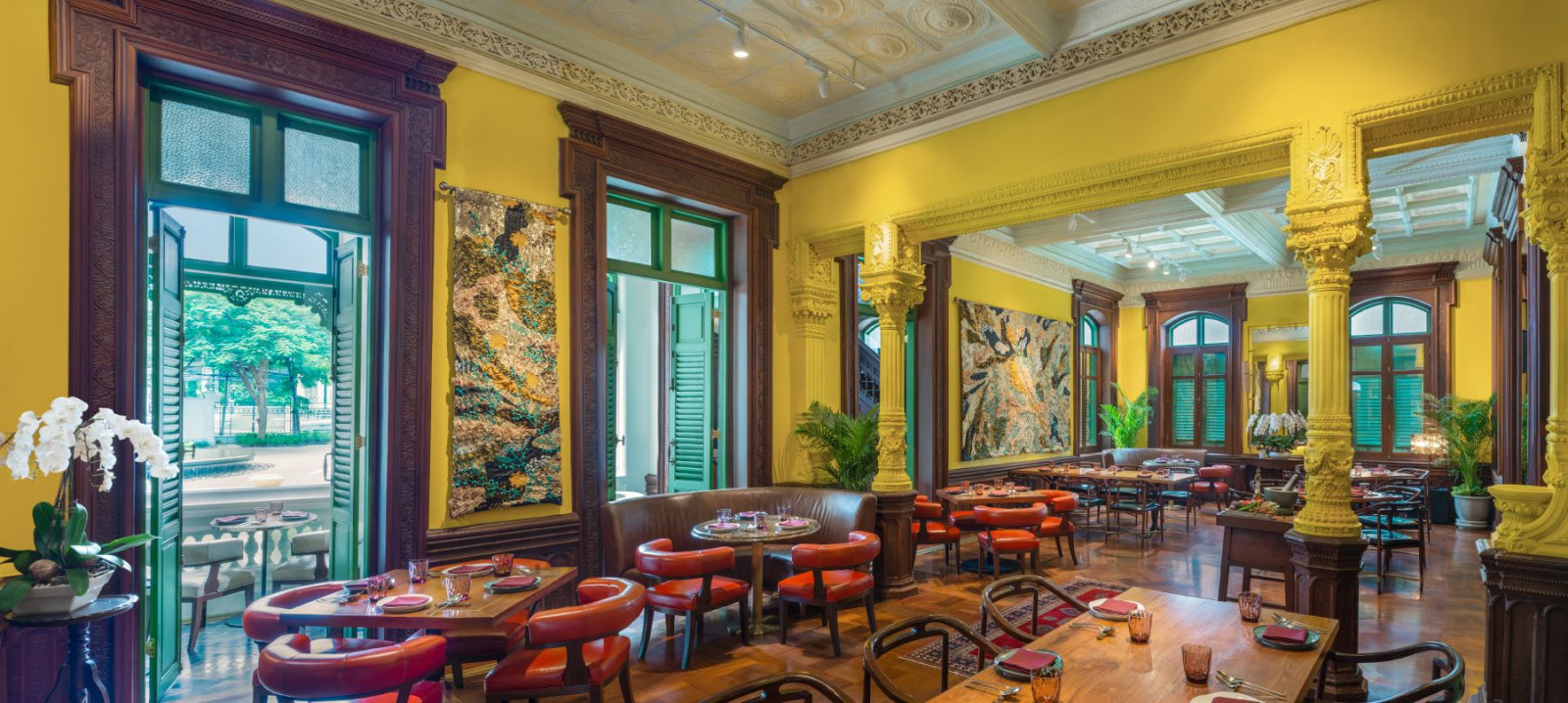 The main dining room of Paii inside The House on Sathorn, occupying what were diplomatic reception rooms during the building’s five decades as the Russian and Soviet Embassy