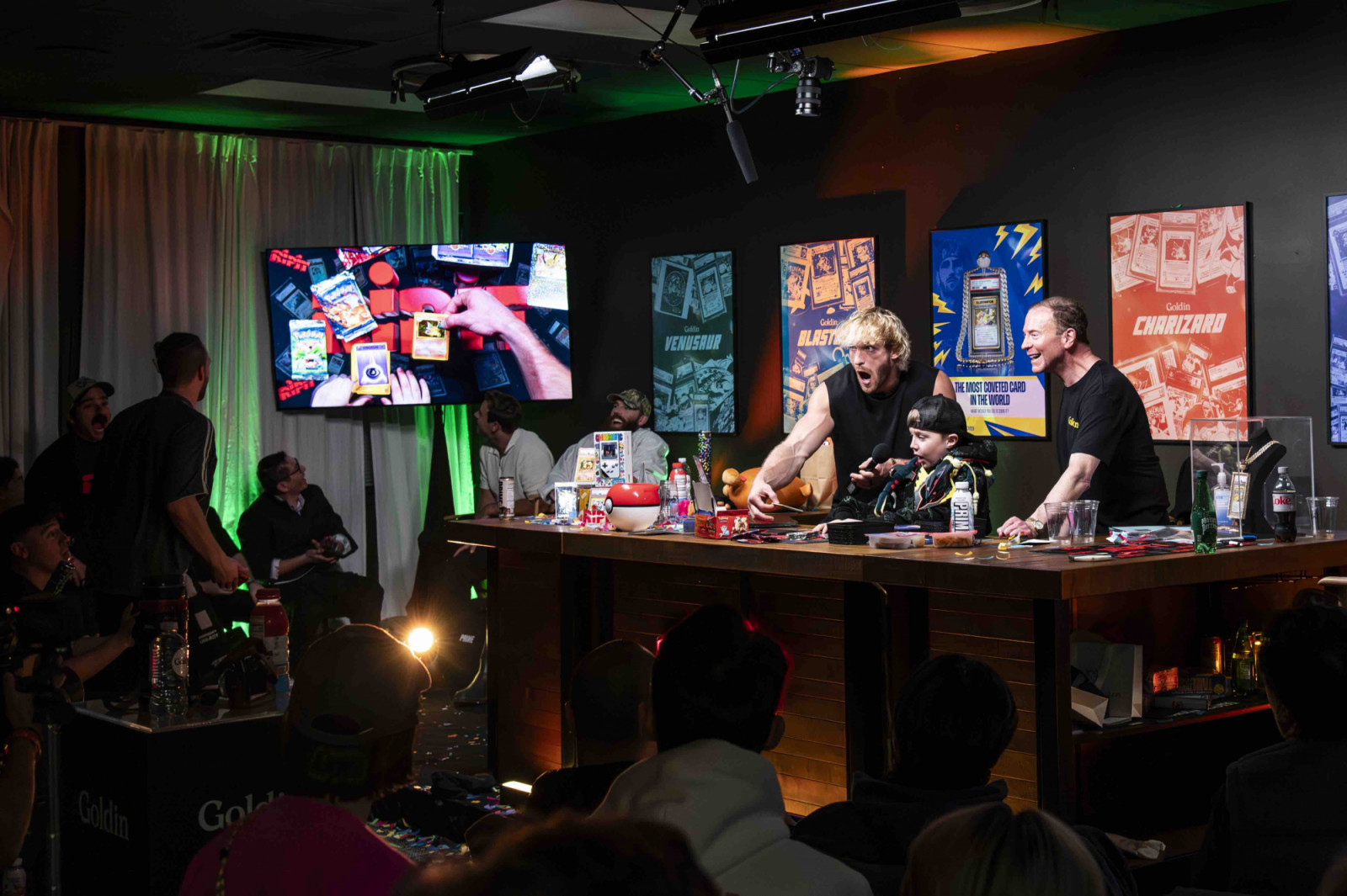 The live break and auction at the Goldin headquarters in New Jersey in February 2026, livestreamed on Logan Paul’s YouTube channel (Image: Goldin)