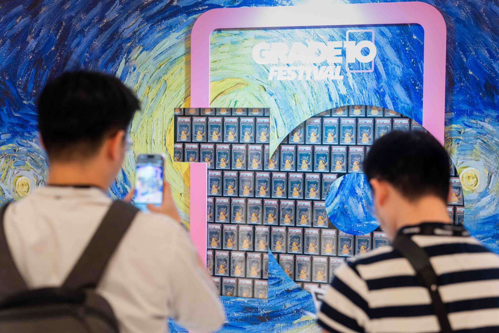 A mosaic display of 400 PSA 10 Pikachu with Grey Felt Hat cardsat the Grade10 Festival in Hong Kong in December 2025 (Image: MemeStrategy)