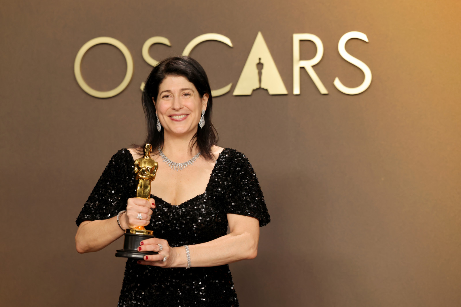 HOLLYWOOD, CALIFORNIA - MARCH 15: Cassandra Kulukundis, winner of the Best Casting award for “One Battle after Another”, poses in the press room during the 98th Oscars at Dolby Theatre on March 15, 2026 in Hollywood, California. (Photo by Mike Coppola/Getty Images)
