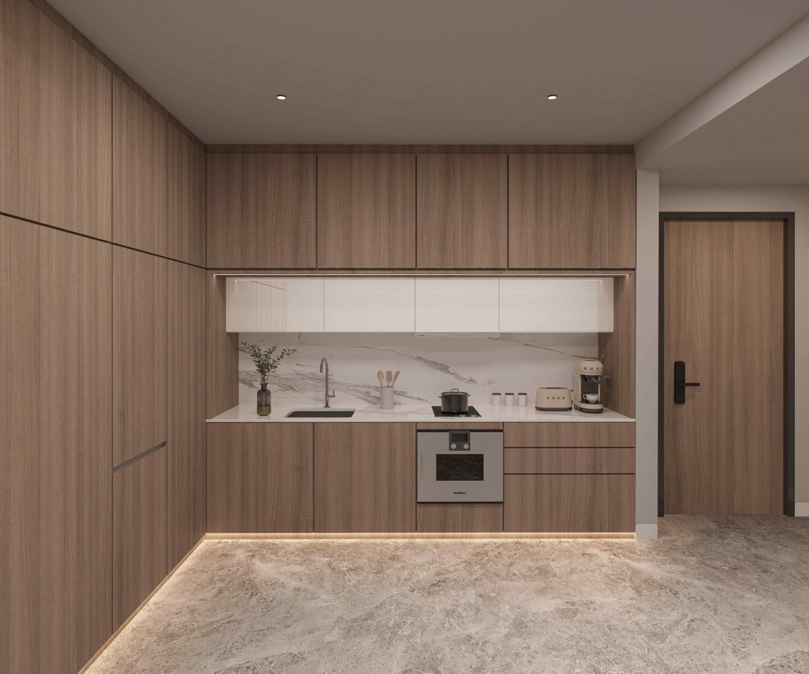 The kitchens are fitted with Gaggenau appliances, celebrated for their engineering and timeless design