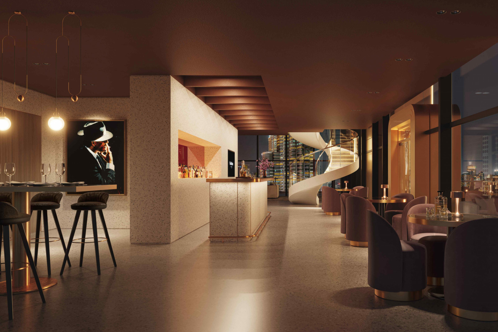 The Sky Bar serves as the social centrepiece for casual gatherings to enjoy music and drinks