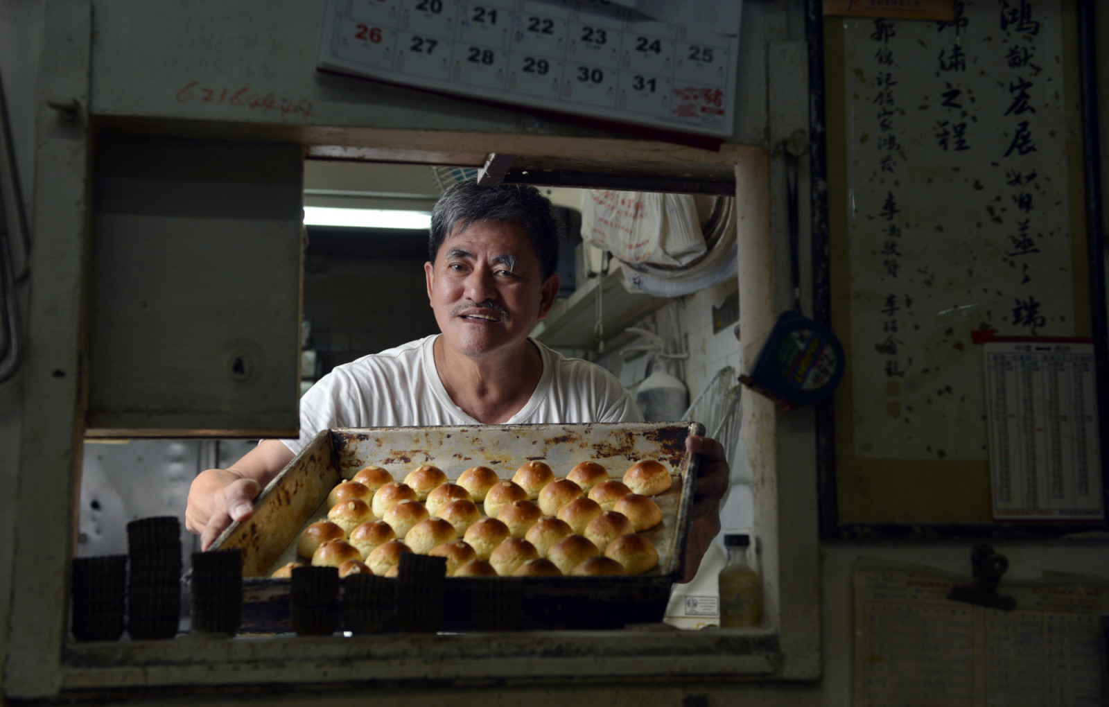 Picture of bakery Kwok Kam-chuen at Cheung Chau. 14AUG12 (Photo by Warton Li/South China Morning Post via Getty Images)