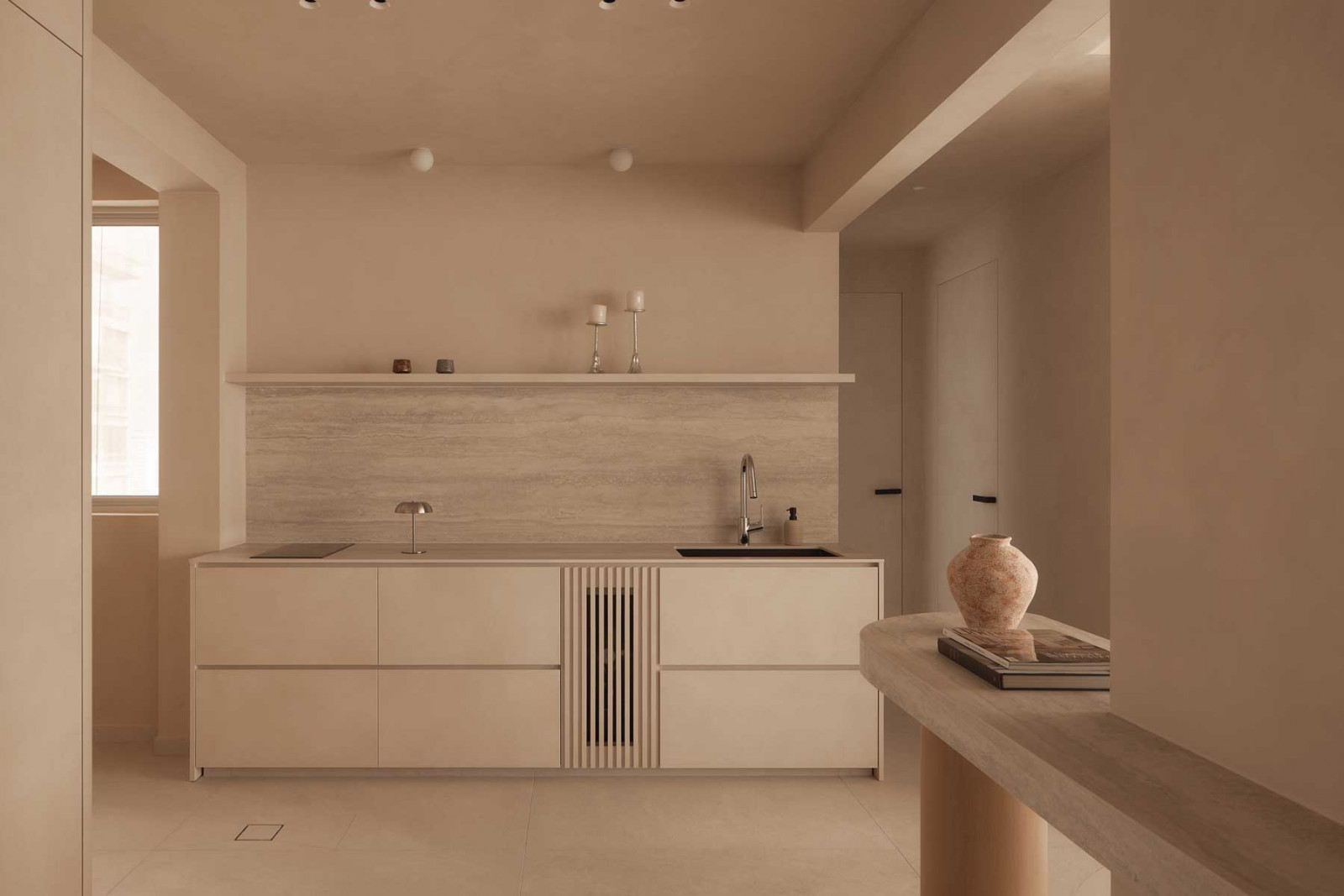 A muted palette lends gravitas to the home