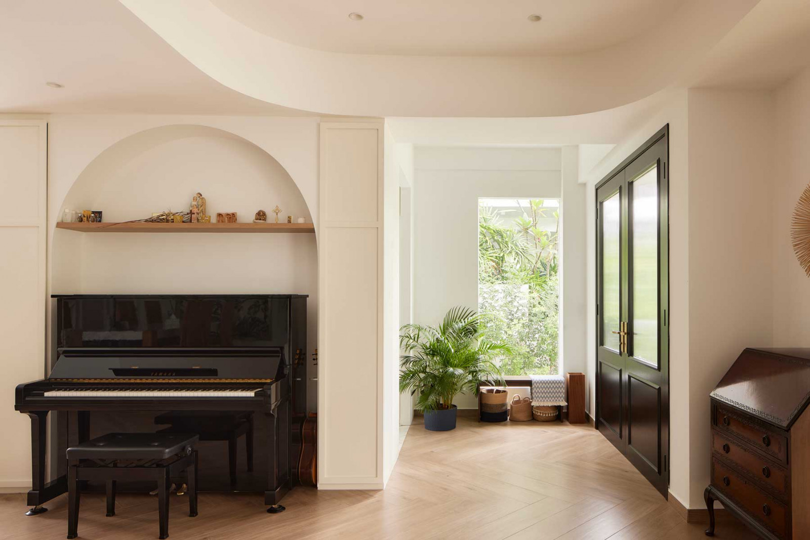 The design takes cues from modern farmhouse aesthetics