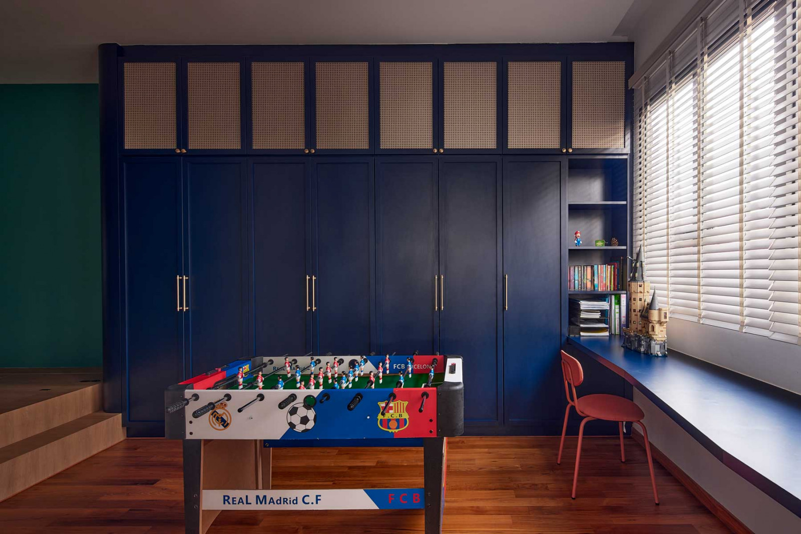 A cheery games room