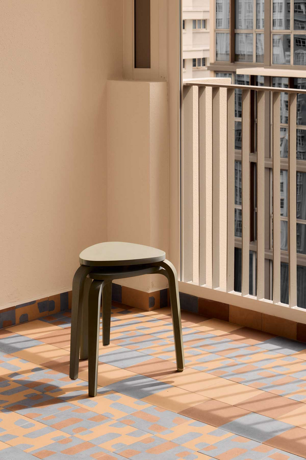 Playful flooring in the balcony area add character