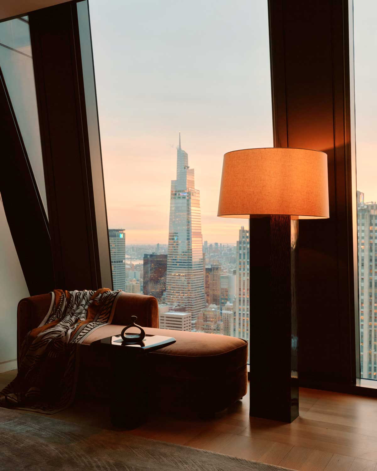 A warmly lit reading nook