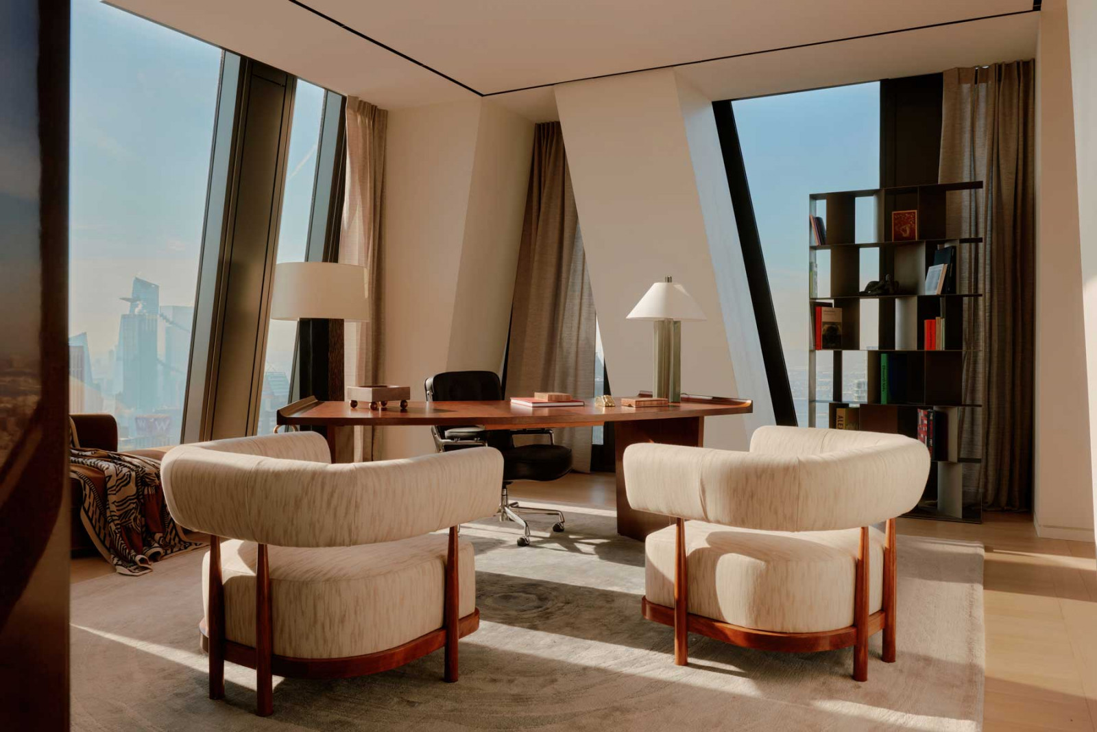 In the southwest corner of the residence, a private office has been conceived as a quieter cocoon within the home’s plan