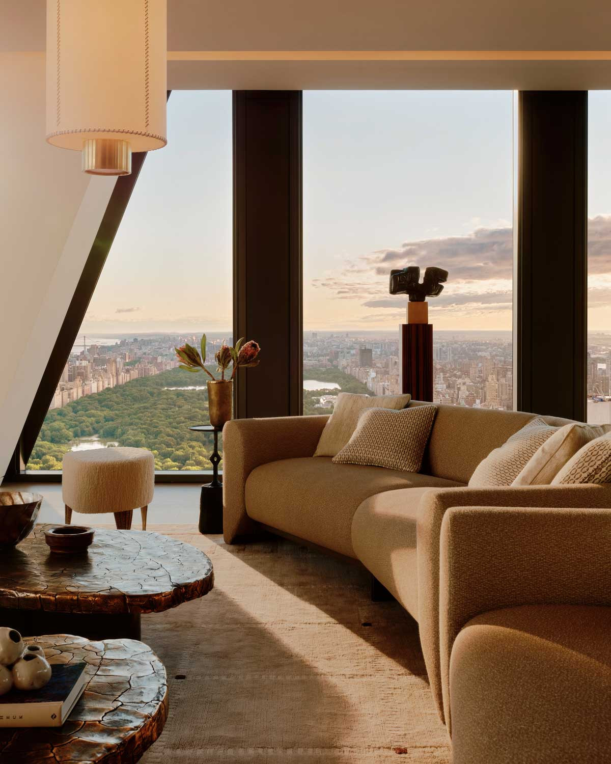 Large windows offer clear views of Central Park