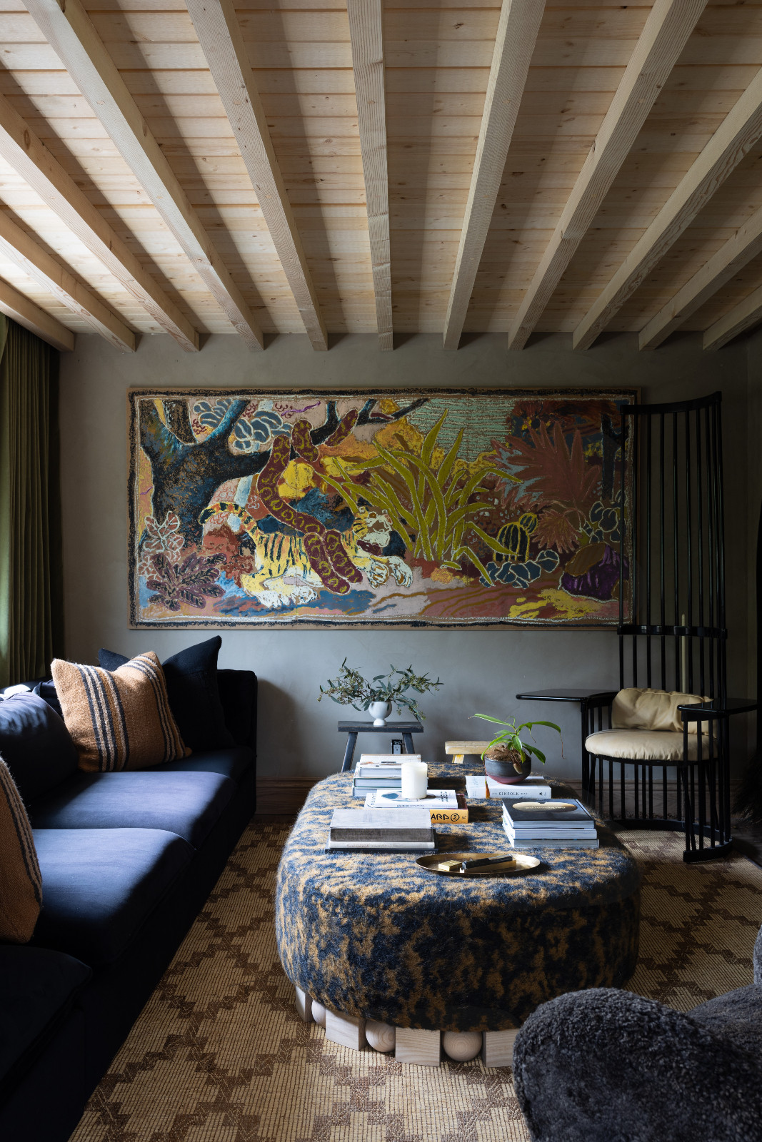 A meditative environment in the living room of the Hommeboys Interiors' home in Sonoma, California