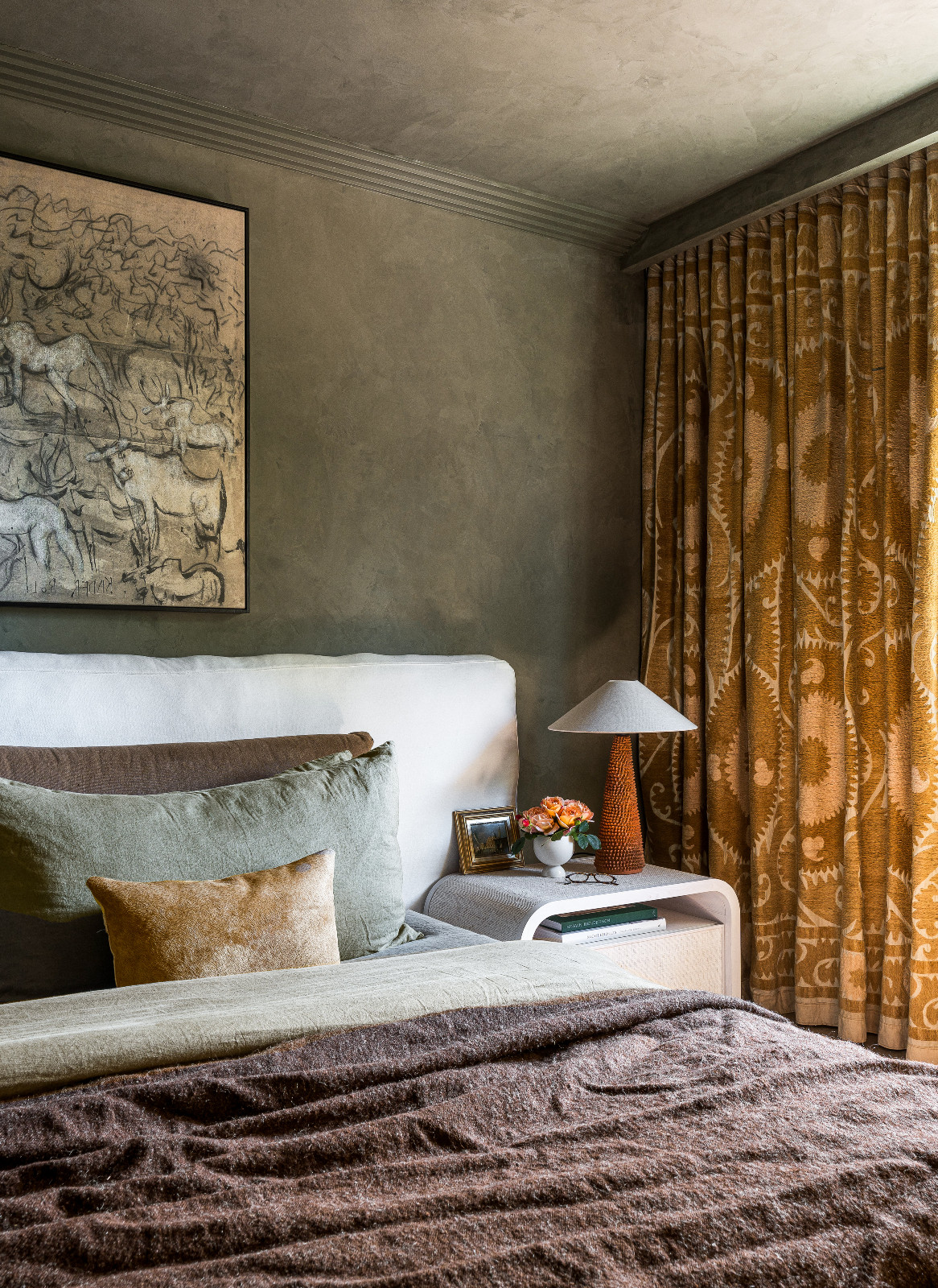 The bedroom of the Hommeboys Interiors' home in Sonoma, California