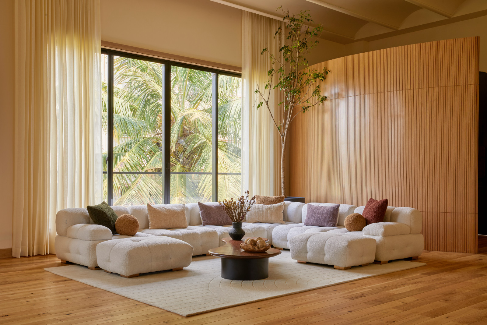 The living room in a Hyderabad, India family home designed by Studio Nilasha