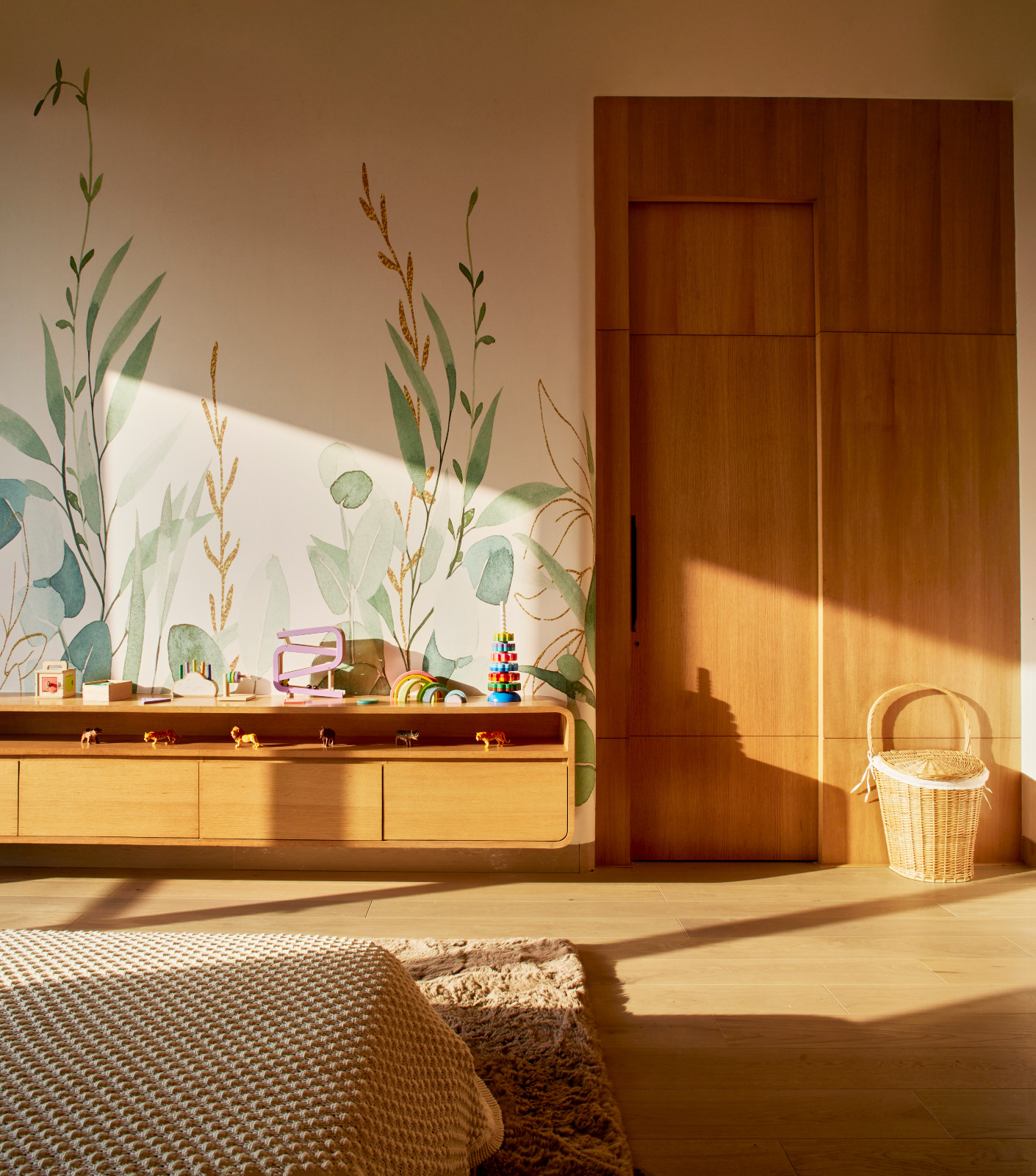 The textural details of a child's bedroom in a Hyderabad, India family home designed by Studio Nilasha