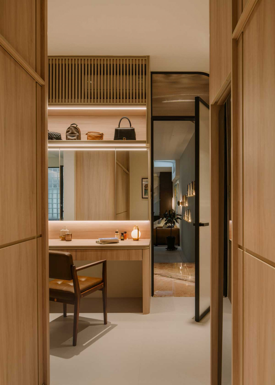 The vanity area in the master bedroom