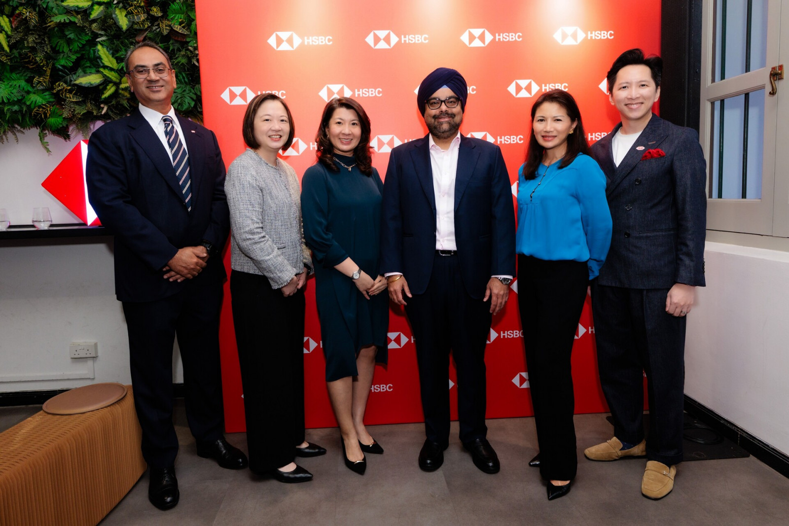Hammad Hashmi, market head for Singapore, Malaysia and Indonesia at HSBC Private Bank; Faye Tan, head of private bank marketing, South Asia at HSBC Private Bank; Dawn Fung, head of wealth planning, Southeast Asia, HSBC Private Bank; Harpreet Bindra, CEO of HSBC Life; Melissa Bacani, head of credit advisory for South Asia at HSBC Private Bank; and Michael Wei, chief partnership distribution officer at HSBC Life Singapore