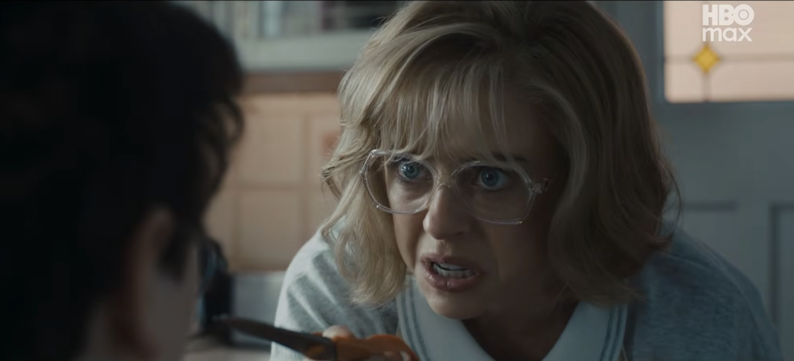 Bel Powley’s Aunt Petunia looks extra menacing (Photo: Screncap from YouTube)