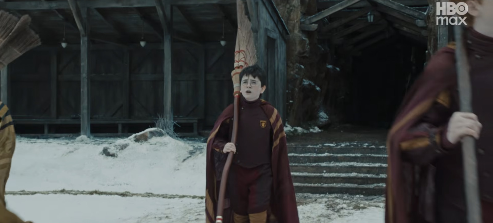 Harry out on the Quidditch pitch (Screencap from YouTube)
