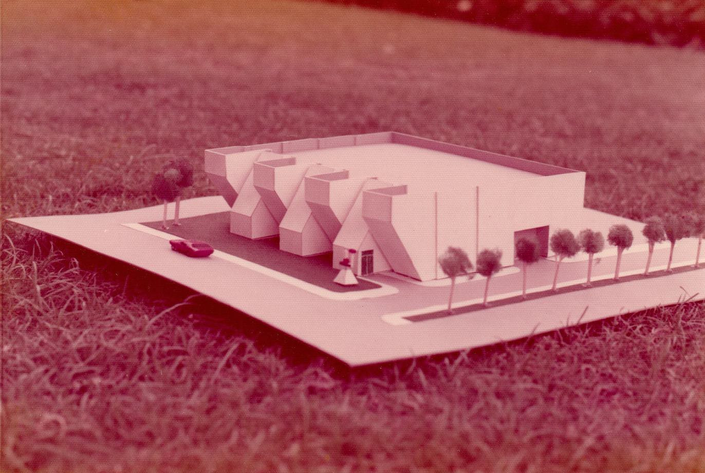 A rendering of the Pacific Office Machines Building along Epifanio De Los Santos Avenue in Manila, Philippines in the early 1970s (Photo: Pacific Sun Solutions)