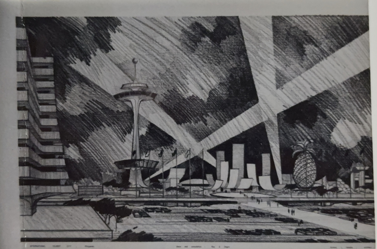 An imaginative sketch created by architect and civil engineer Antonio Heredia