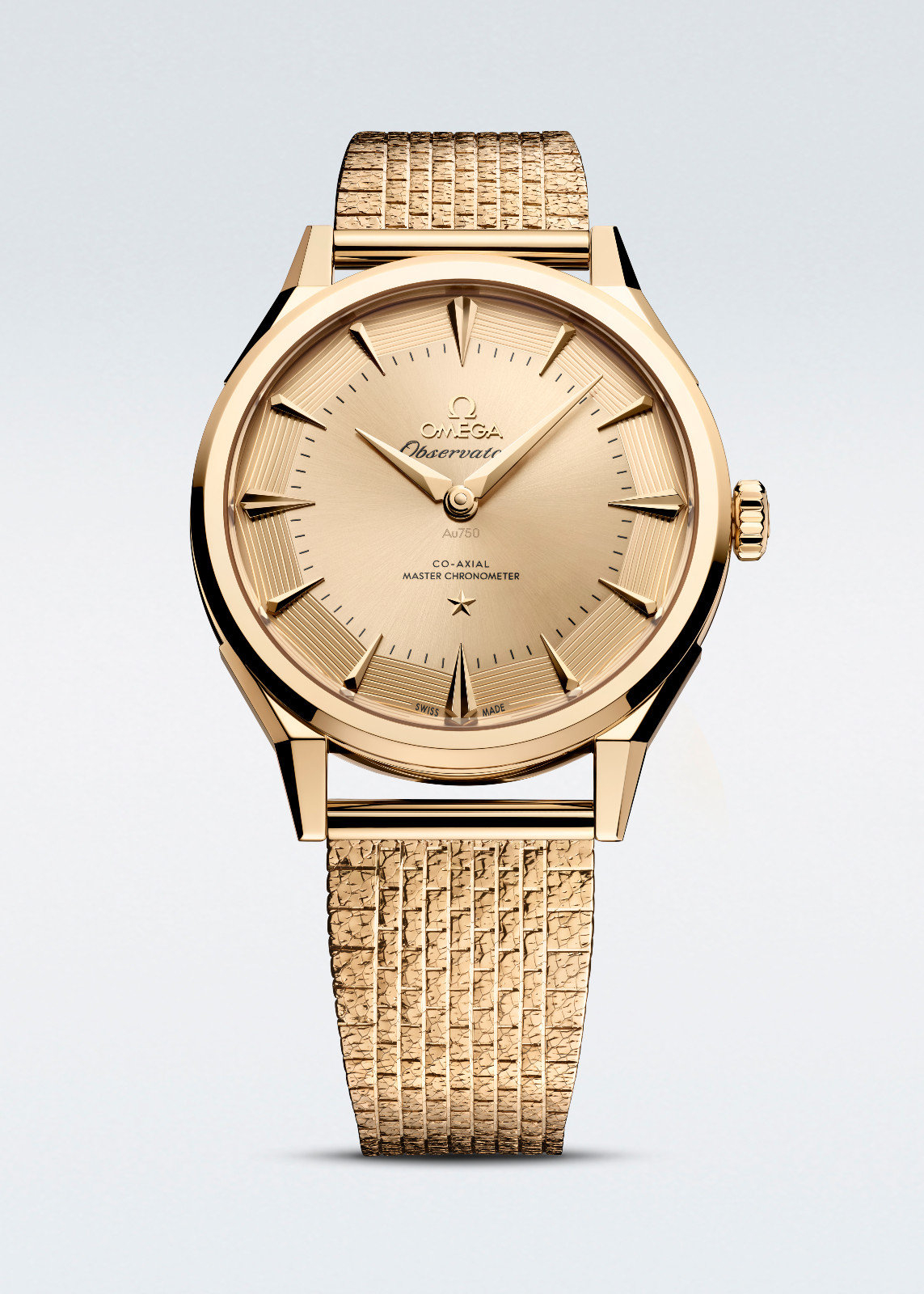 Omega Constellation Observatory in Moonshine gold with Moonshine Gold mesh bracelet