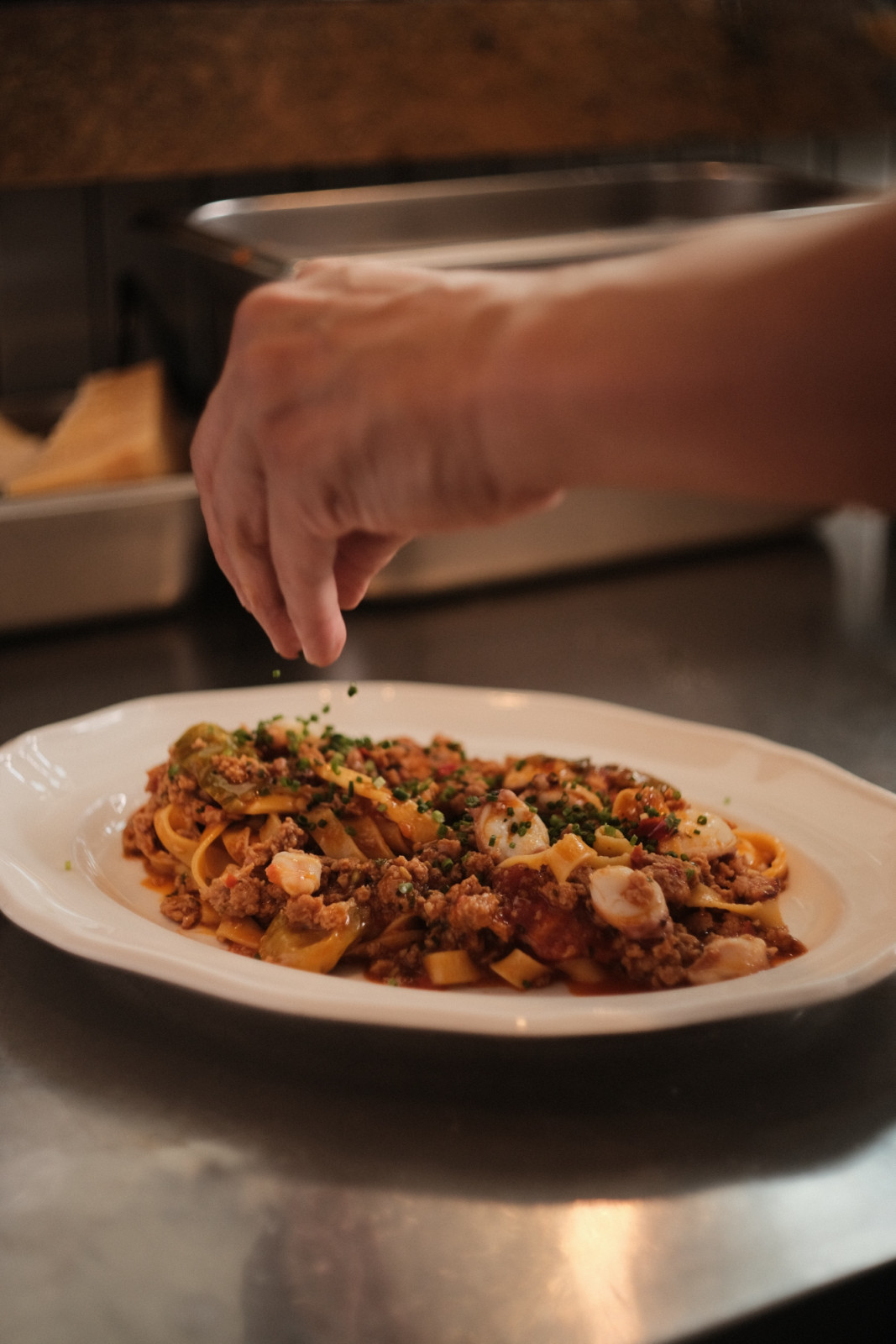 Fettucine seafood nduja
