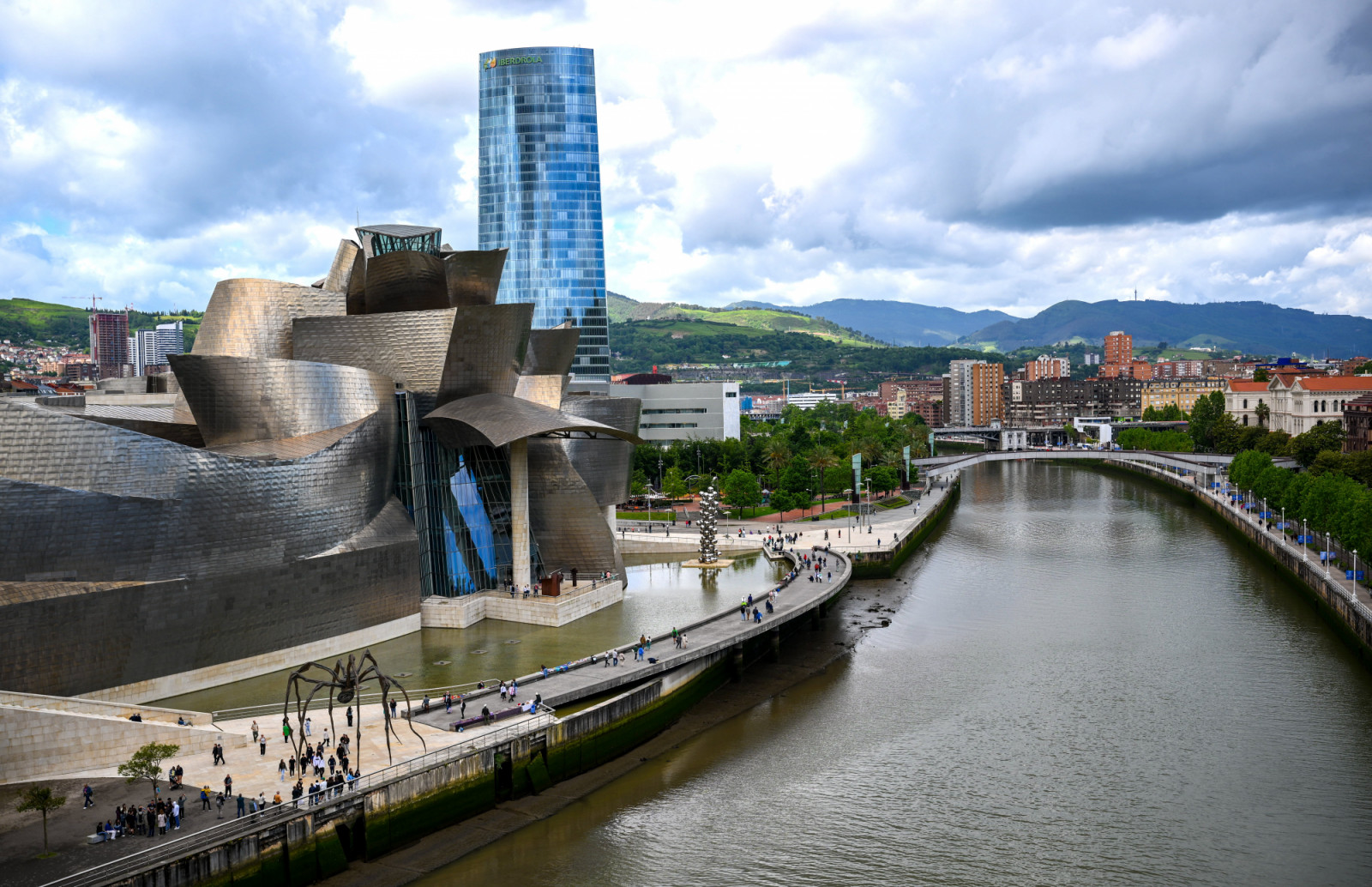 BILBAO, SPAIN - MAY 23: A general view of the Guggenheim Museum in Bilbao before the UEFA Women's Champions League 2023/24 final match between FC Barcelona and Olympique Lyonnais at Estadio de San Mamés on May 23, 2024 in Bilbao, Spain. (Photo by Ramsey Cardy - Sportsfile/UEFA via Getty Images)