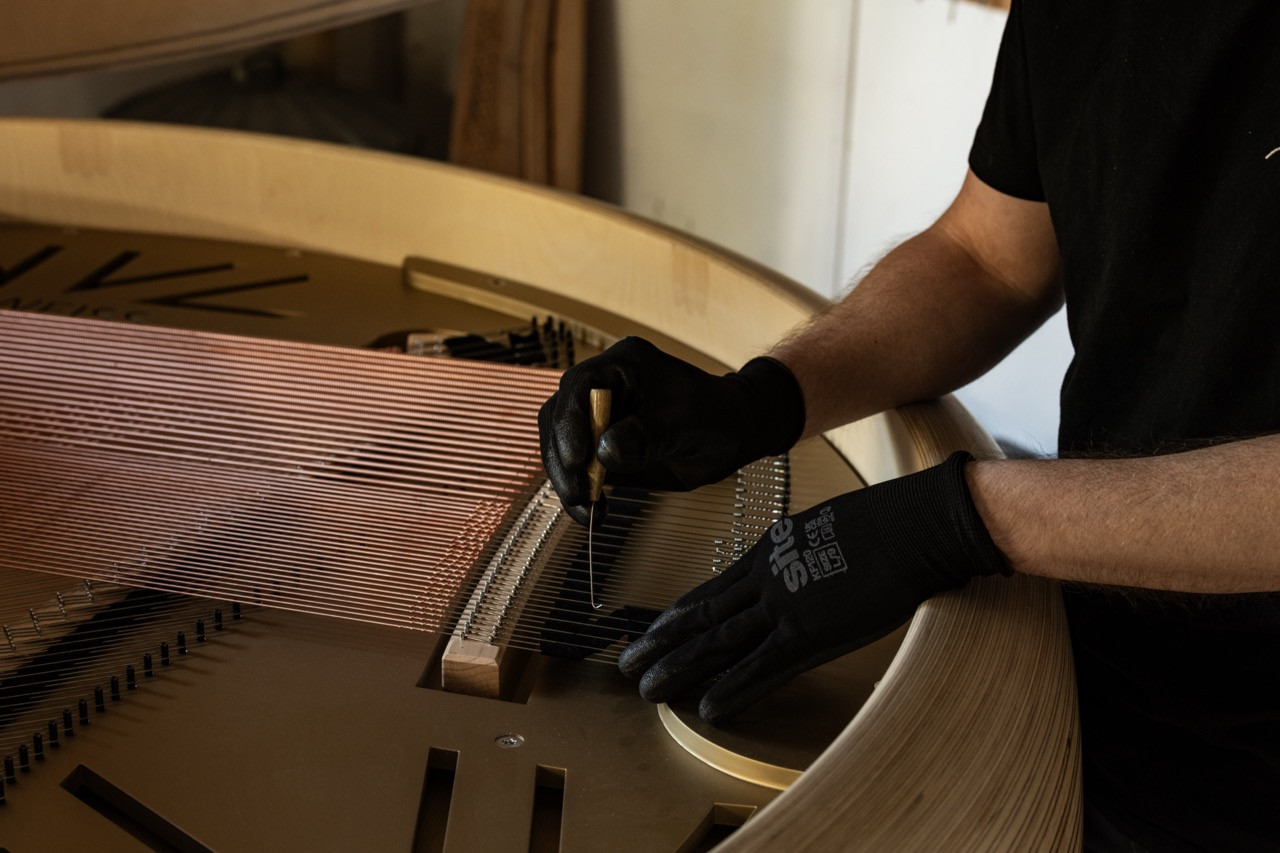 String tuning in progress at the Edelweiss workshop