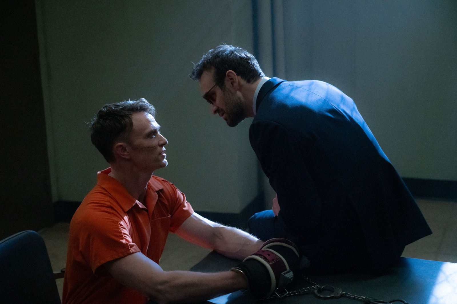 (L-R) Ben Poindexter/Bullseye (Wilson Bethel) and Matt Murdock/Dardevil (Charlie Cox) in Marvel Television's DAREDEVIL: BORN AGAIN, exclusively on Disney+. Photo by Giovanni Rufino. © 2025 MARVEL.