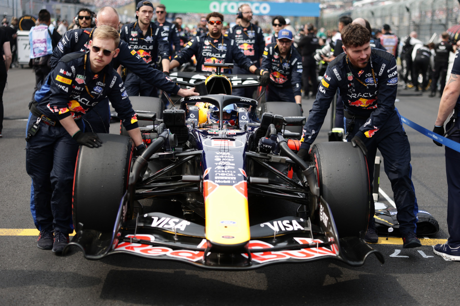 SUZUKA, JAPAN - MARCH 29: Max Verstappen of the Netherlands and Oracle Red Bull Racing arrives on the grid prior to the F1 Grand Prix of Japan at Suzuka Circuit on March 29, 2026 in Suzuka, Japan. (Photo by Mark Thompson/Getty Images)
