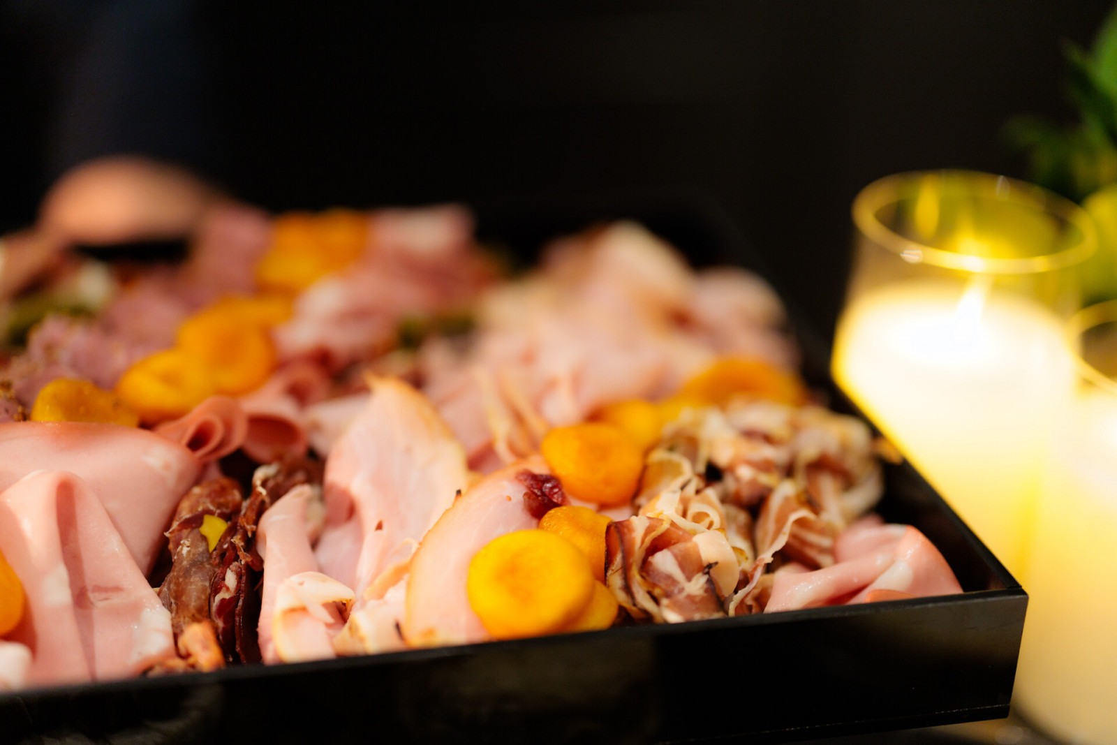 A close up of the charcuterie and cold cuts